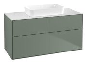 Тумба під раковину Villeroy & Boch Finion 120х50,1 см із підсвічуванням МДФ оливковий матовий лак/скло біле матове G67100GM