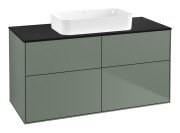 Тумба под раковину Villeroy & Boch Finion 120х50,1 см с подсветкой МДФ оливковый матовый лак/стекло черное матовое G67200GM