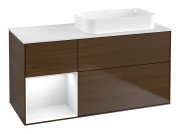 Тумба під раковину Villeroy & Boch Finion 120х50,1 см із підсвічуванням МДФ шпон волоського горіха/скло біле матове F681GFGN