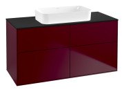 Тумба под раковину Villeroy & Boch Finion 120х50,1 см с подсветкой МДФ пион матовый лак/стекло черное матовое G67200HB