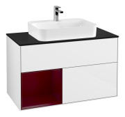 Тумба под раковину Villeroy & Boch Finion 100х50,1 см с подсветкой МДФ глянцевый белый лак/стекло черное матовое G362HBGF