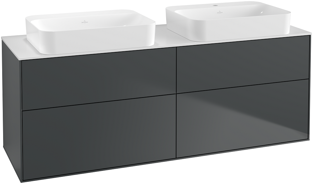 Тумба под раковину Villeroy & Boch Finion 160х50,1 см с подсветкой МДФ темно-синий матовый лак/стекло белое матовое G72100HG