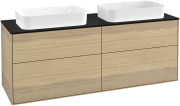 Тумба под раковину Villeroy & Boch Finion 160х50,1 см с подсветкой МДФ шпон дуба/стекло черное матовое G72200PC