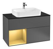 Тумба под раковину Villeroy & Boch Finion 100х50,1 см с подсветкой МДФ антрацит матовый лак/стекло черное матовое G362HFGK