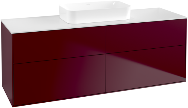 Тумба под раковину Villeroy & Boch Finion 160х50,1 см МДФ пион матовый лак/стекло белое матовое F73100HB