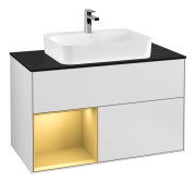 Тумба под раковину Villeroy & Boch Finion 100х50,1 см с подсветкой МДФ белый матовый лак/стекло черное матовое G362HFMT