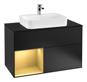 Тумба під раковину Villeroy & Boch Finion 100х50,1 см із підсвічуванням МДФ чорний матовий лак/скло чорне матове G362HFPD