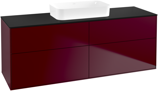 Тумба под раковину Villeroy & Boch Finion 160х50,1 см МДФ пион матовый лак/стекло черное матовое F73200HB