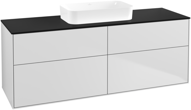 Тумба под раковину Villeroy & Boch Finion 160х50,1 см МДФ белый матовый лак/стекло черное матовое F73200MT