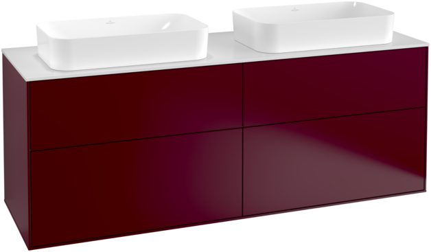 Тумба под раковину Villeroy & Boch Finion 160х50,1 см с подсветкой МДФ пион матовый лак/стекло белое матовое G72100HB