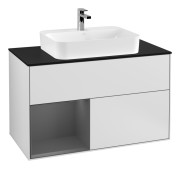 Тумба под раковину Villeroy & Boch Finion 100х50,1 см с подсветкой МДФ белый матовый лак/стекло черное матовое G362GKMT