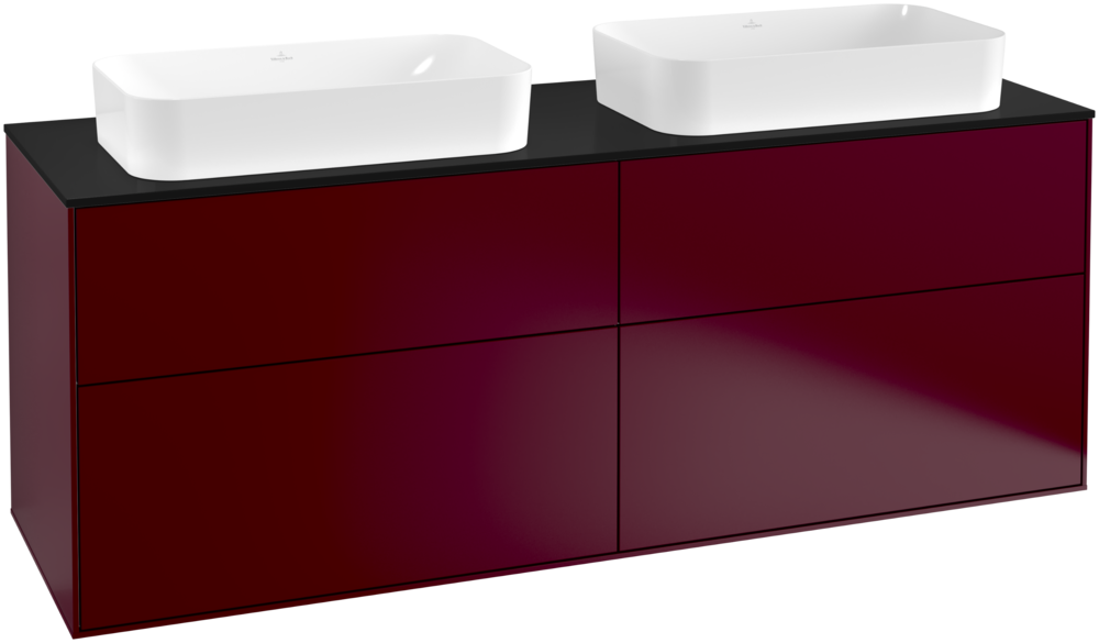 Тумба под раковину Villeroy & Boch Finion 160х50,1 см с подсветкой МДФ пион матовый лак/стекло черное матовое G72200HB