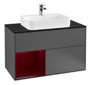 Тумба под раковину Villeroy & Boch Finion 100х50,1 см с подсветкой МДФ антрацит матовый лак/стекло черное матовое G362HBGK