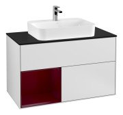 Тумба под раковину Villeroy & Boch Finion 100х50,1 см с подсветкой МДФ белый матовый лак/стекло черное матовое G362HBMT