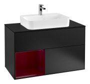 Тумба під раковину Villeroy & Boch Finion 100х50,1 см із підсвічуванням МДФ чорний матовий лак/скло чорне матове G362HBPD