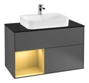 Тумба под раковину Villeroy & Boch Finion 100х50,1 см с подсветкой МДФ антрацит матовый лак/стекло черное матовое G362HFGK