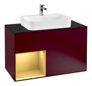 Тумба под раковину Villeroy & Boch Finion 100х50,1 см с подсветкой МДФ пион матовый лак/стекло черное матовое G362HFHB