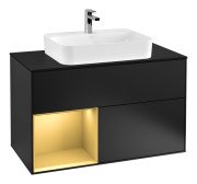 Тумба под раковину Villeroy & Boch Finion 100х50,1 см с подсветкой МДФ черный матовый лак/стекло черное матовое G362HFPD