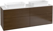 Тумба під раковину Villeroy & Boch Finion 160х50,1 см із підсвічуванням МДФ шпон волоського горіха/скло біле матове G72100GN