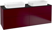 Тумба під раковину Villeroy & Boch Finion 160х50,1 см з підсвічуванням МДФ півонія матовий лак/скло чорне матове G72200HB