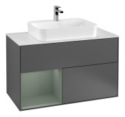 Тумба под раковину Villeroy & Boch Finion 100х50,1 см с подсветкой МДФ антрацит матовый лак/стекло белое матовое G361GMGK