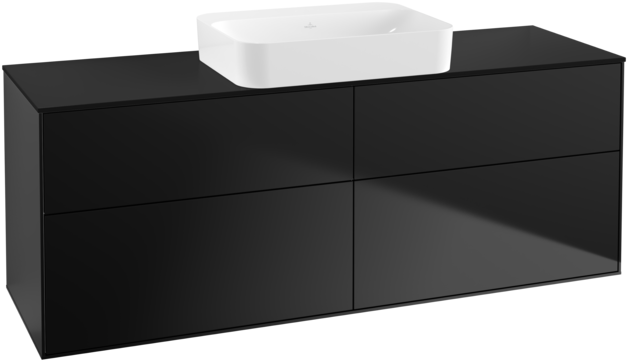 Тумба під раковину Villeroy & Boch Finion 160х50,1 см із підсвічуванням МДФ чорний матовий лак/скло чорне матове G73200PD