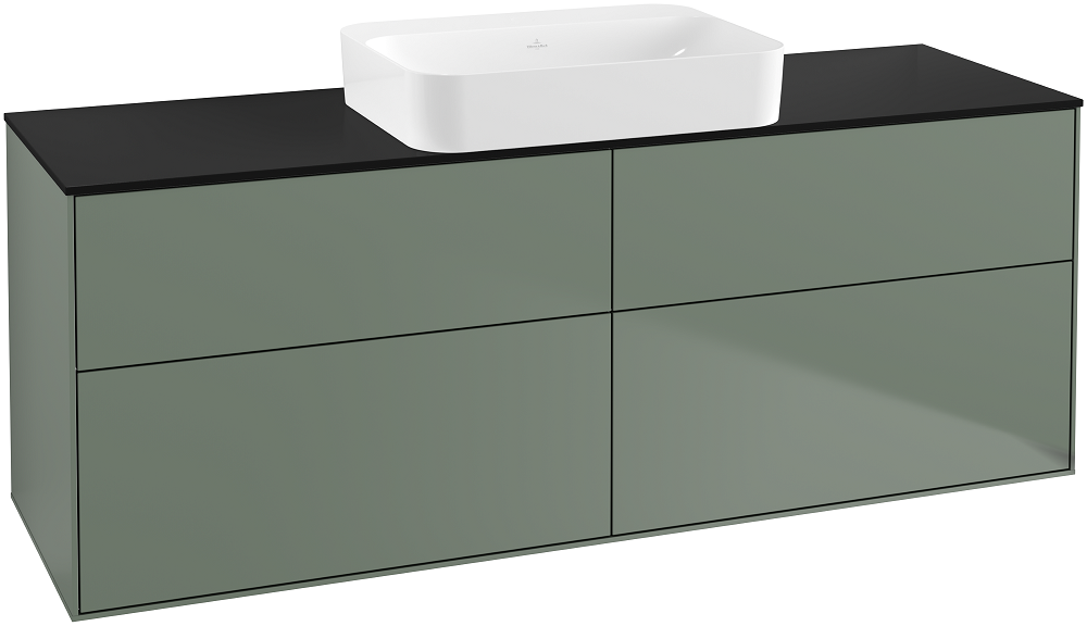 Тумба под раковину Villeroy & Boch Finion 160х50,1 см с подсветкой МДФ оливковый матовый лак/стекло черное матовое G73200GM