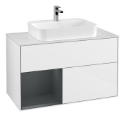 Тумба под раковину Villeroy & Boch Finion 100х50,1 см с подсветкой МДФ глянцевый белый лак/стекло белое матовое G361HGGF