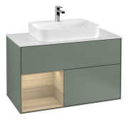 Тумба под раковину Villeroy & Boch Finion 100х50,1 см с подсветкой МДФ оливковый матовый лак/стекло белое матовое G361PCGM