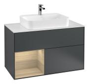 Тумба под раковину Villeroy & Boch Finion 100х50,1 см с подсветкой МДФ темно-синий матовый лак/стекло белое матовое G361PCHG