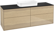 Тумба под раковину Villeroy & Boch Finion 160х50,1 см с подсветкой МДФ шпон дуба/стекло черное матовое F73200PC
