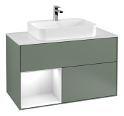 Тумба под раковину Villeroy & Boch Finion 100х50,1 см с подсветкой МДФ оливковый матовый лак/стекло белое матовое G361GFGM