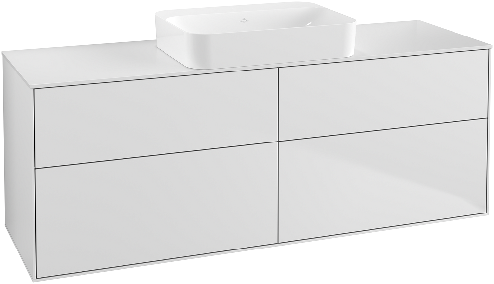 Тумба под раковину Villeroy & Boch Finion 160х50,1 см с подсветкой МДФ белый матовый лак/стекло белое матовое G73100MT