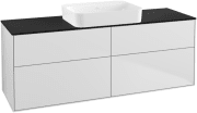 Тумба под раковину Villeroy & Boch Finion 160х50,1 см с подсветкой МДФ белый матовый лак/стекло черное матовое G73200MT