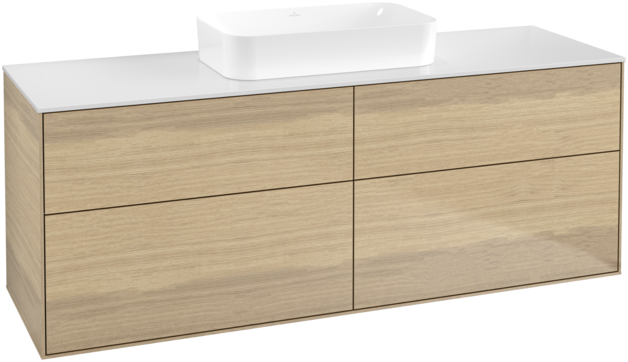 Тумба під раковину Villeroy & Boch Finion 160х50,1 см з підсвічуванням МДФ шпон дуба/скло біле матове F73100PC