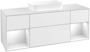 Тумба під раковину Villeroy & Boch Finion 160х50,1 см з підсвіткою МДФ білий глянцевий лак/скло біле матове F741GFGF