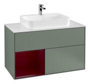 Тумба под раковину Villeroy & Boch Finion 100х50,1 см с подсветкой МДФ оливковый матовый лак/стекло белое матовое G361HBGM