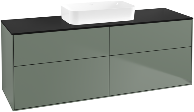 Тумба под раковину Villeroy & Boch Finion 160х50,1 см с подсветкой МДФ оливковый матовый лак/стекло черное матовое F73200GM