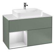 Тумба под раковину Villeroy & Boch Finion 100х50,1 см с подсветкой МДФ оливковый матовый лак/стекло белое матовое G361MTGM