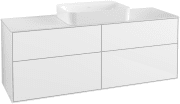 Тумба под раковину Villeroy & Boch Finion 160х50,1 см с подсветкой МДФ глянцевый белый лак/стекло белое матовое G73100GF