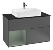 Тумба под раковину Villeroy & Boch Finion 100х50,1 см с подсветкой МДФ антрацит матовый лак/стекло черное матовое G362GMGK