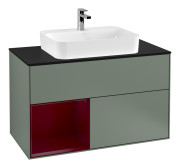 Тумба под раковину Villeroy & Boch Finion 100х50,1 см с подсветкой МДФ оливковый матовый лак/стекло черное матовое G362HBGM