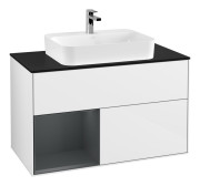 Тумба под раковину Villeroy & Boch Finion 100х50,1 см с подсветкой МДФ глянцевый белый лак/стекло черное матовое G362HGGF