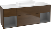 Тумба под раковину Villeroy & Boch Finion 160х50,1 см с подсветкой МДФ шпон грецкого ореха/стекло белое матовое F741GKGN
