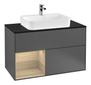 Тумба под раковину Villeroy & Boch Finion 100х50,1 см с подсветкой МДФ антрацит матовый лак/стекло черное матовое G362PCGK