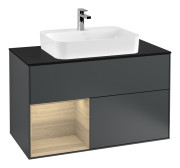 Тумба под раковину Villeroy & Boch Finion 100х50,1 см с подсветкой МДФ темно-синий матовый лак/стекло черное матовое G362PCHG