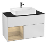 Тумба під раковину Villeroy & Boch Finion 100х50,1 см із підсвічуванням МДФ білий матовий лак/скло чорне матове G362PCMT