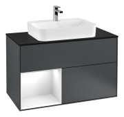 Тумба під раковину Villeroy & Boch Finion 100х50,1 см із підсвічуванням МДФ темно-синій матовий лак/скло чорне матове G362GFHG