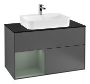 Тумба під раковину Villeroy & Boch Finion 100х50,1 см з підсвічуванням МДФ антрацит матовий лак/скло чорне матове G362GMGK