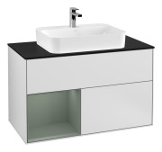 Тумба под раковину Villeroy & Boch Finion 100х50,1 см с подсветкой МДФ белый матовый лак/стекло черное матовое G362GMMT